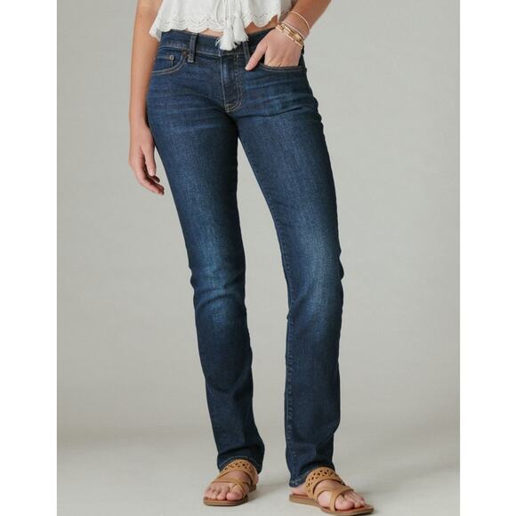 Lucky Brand Jeans Womens 14 Blue Mid Rise Sweet Straight Leg Ankle Dark Wash NWT - Picture 1 of 11